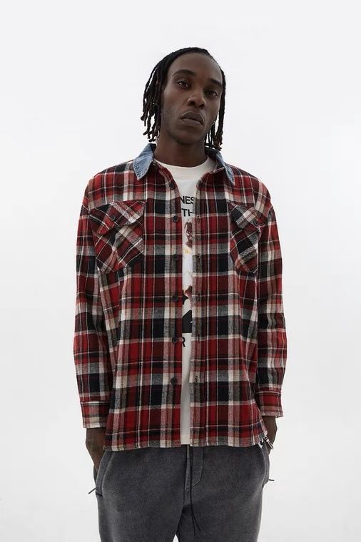 Fear of god denim collar flannel discount