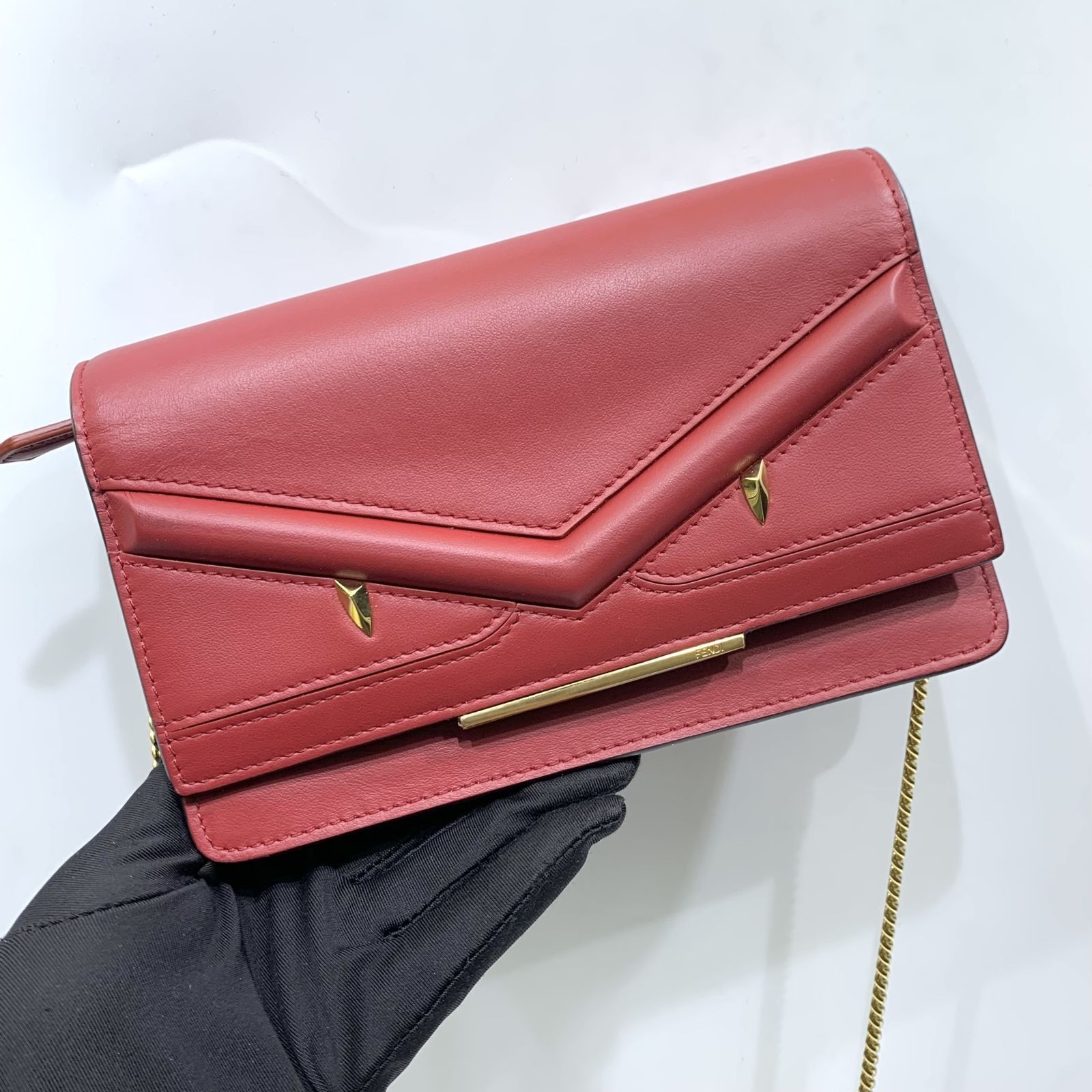 FENDI 8M0346 RED LEATHER MONSTER BUGS WALLET ON CHAIN SHOULDER BAG 237018802 WE Luxury Bags Wallets on Carousell