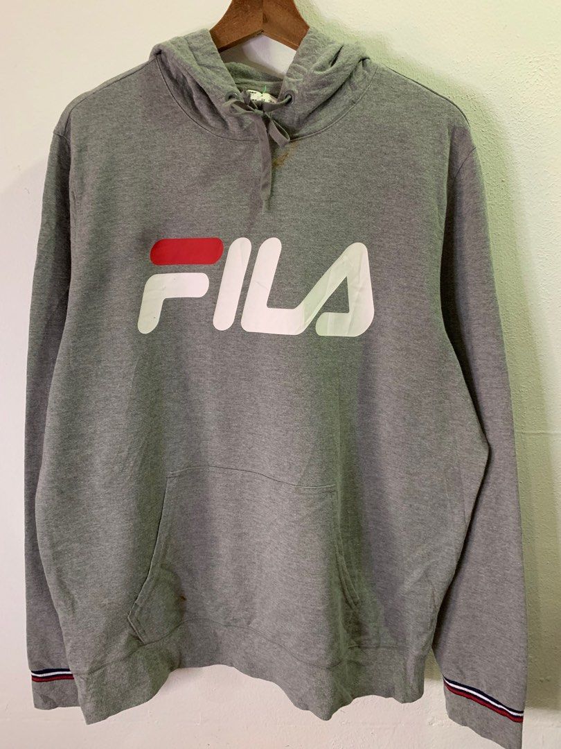 SALE FILA HOODIE grey Men s Fashion Tops Sets Hoodies on