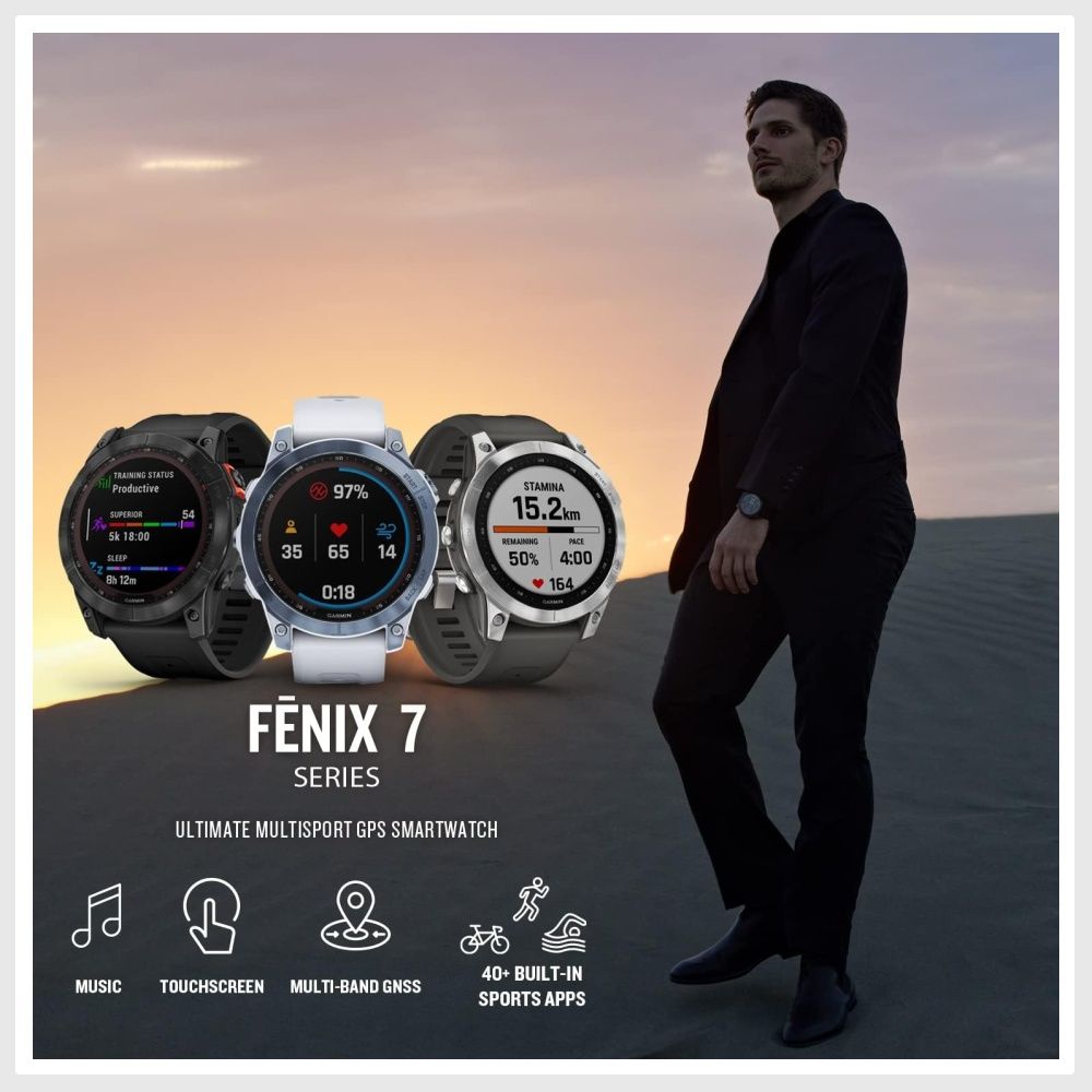 Garmin Fenix 7S Sapphire Sol Carbon Gray Dlc /Ith Black Band