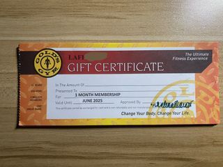 1- month Gold’s Gym Membership - 10/16 pcs. still available