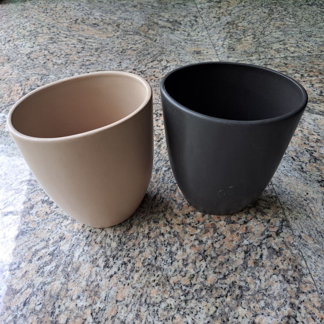 Green and White Oval Vases and Earthcolor Vase, Furniture & Home