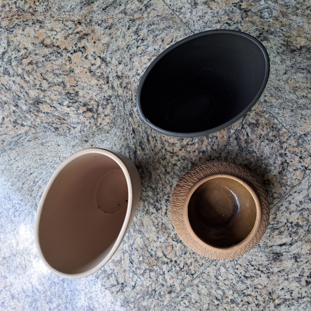 Green and White Oval Vases and Earthcolor Vase, Furniture & Home