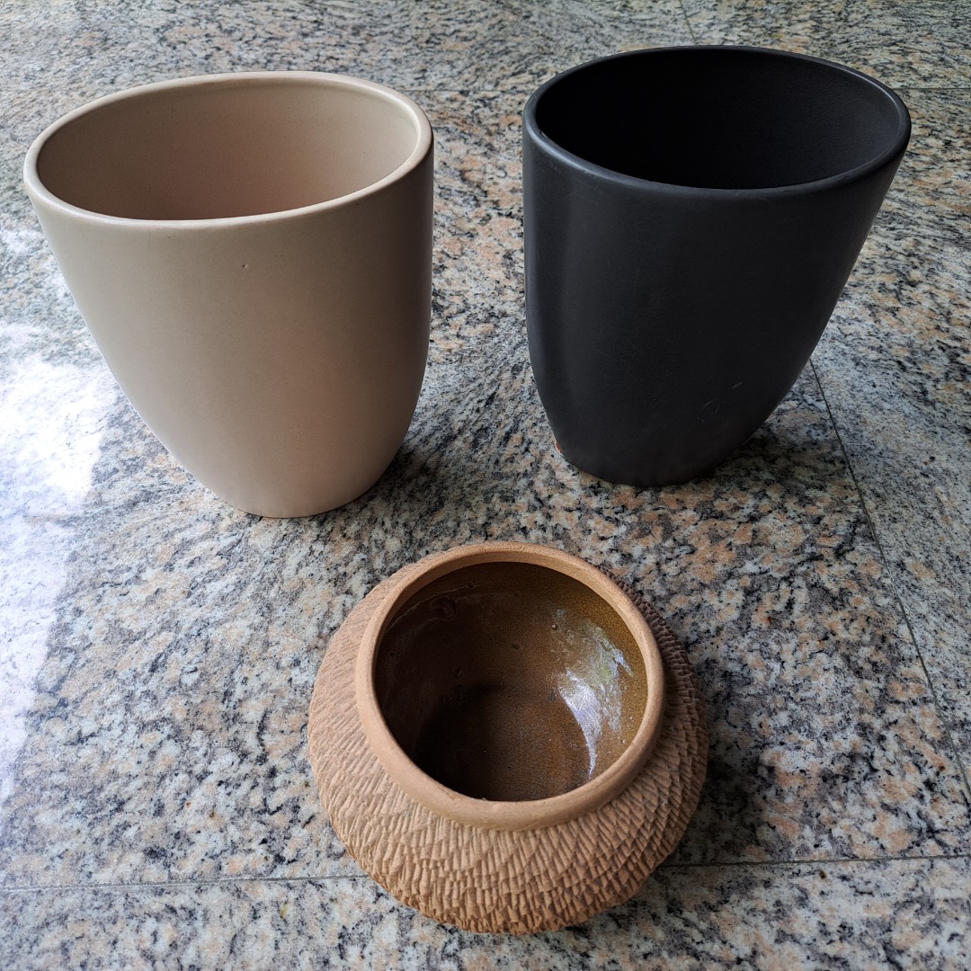 Green and White Oval Vases and Earthcolor Vase, Furniture & Home