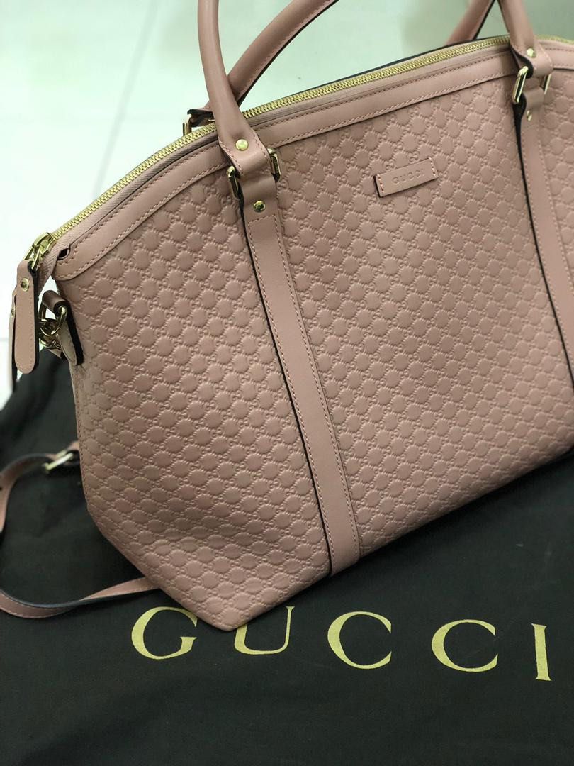 GUCCI Dome Large Microguccissima Leather Satchel Bag Soft Pink 449658