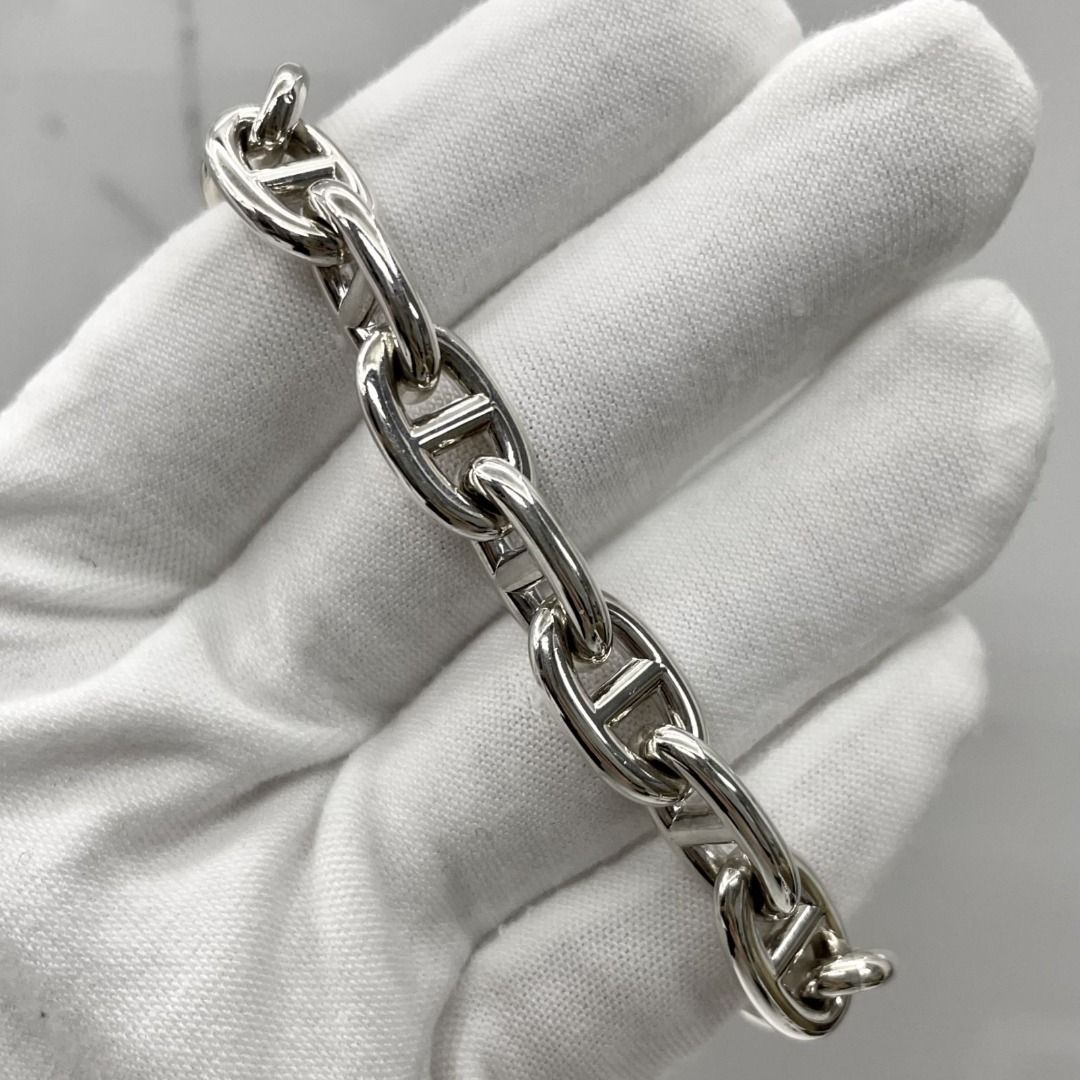 Hermes Sterling Silver Kelly Gourmette GM Bracelet St