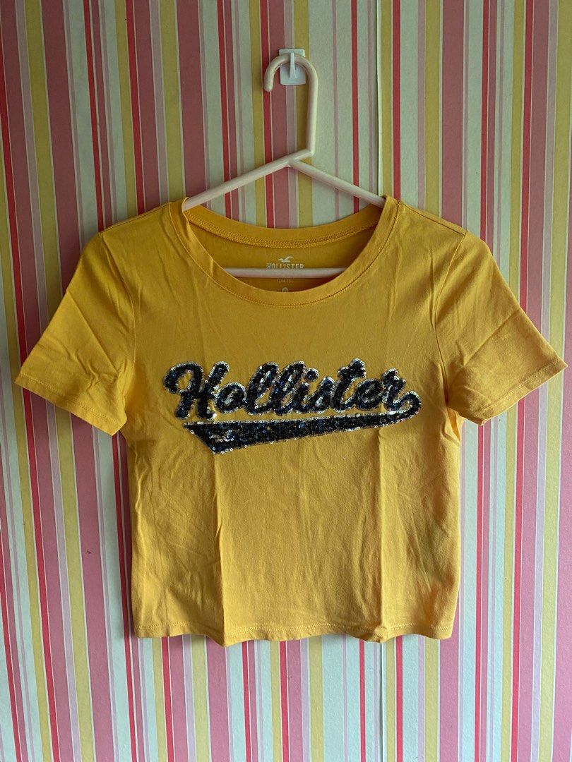 Hollister Yellow Cropped Shirt