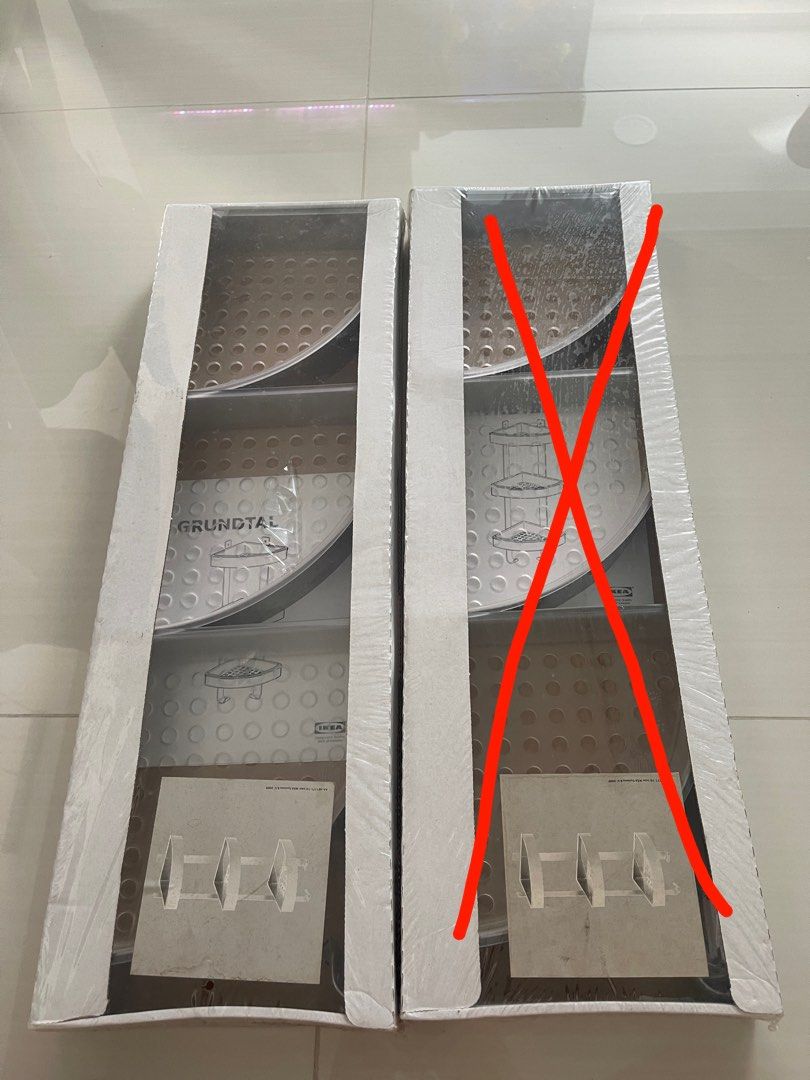 IKEA Grundtal Corner wall shelf unit, Stainless steel.. left 1 set