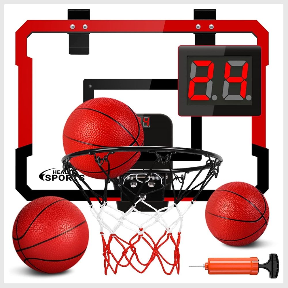 Electronic over the shop door basketball hoop