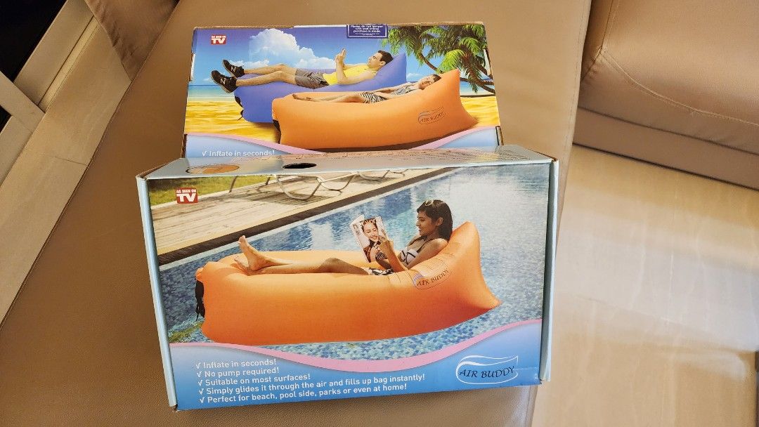 Inflatable bed (Category: Outdoor Furniture) located in Singapore. Submitted by roy_low (Listing ID 1241876008, Image 3). Description: I got blue & orange colour. if u get 2, is @$20..