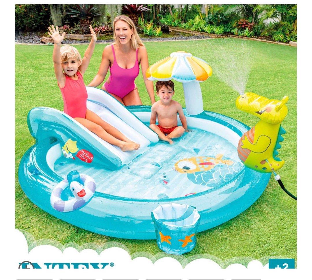 Intex inflatable pool with slide and spray, Hobbies & Toys, Toys