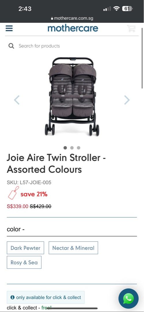 Mothercare joie double buggy clearance