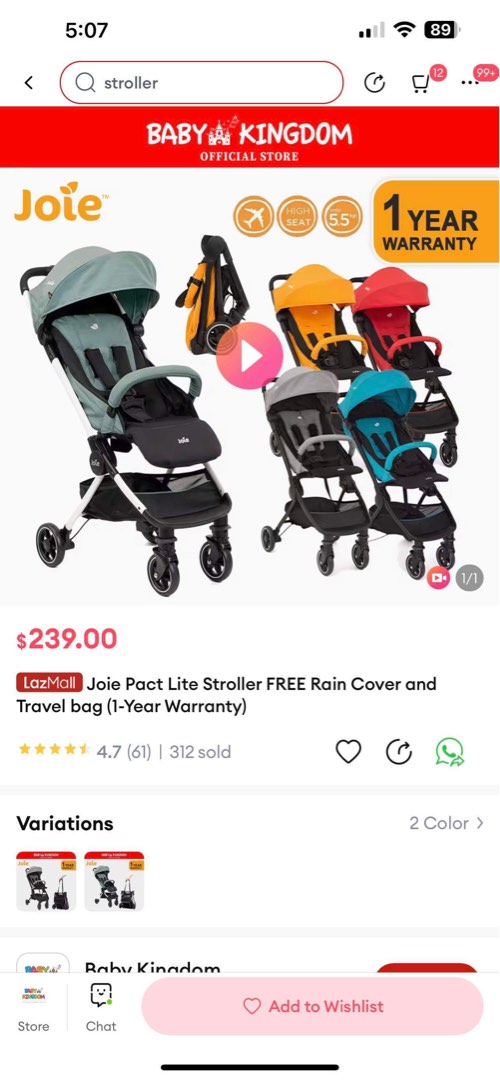 Joie pact lite stroller Babies Kids Going Out Strollers on