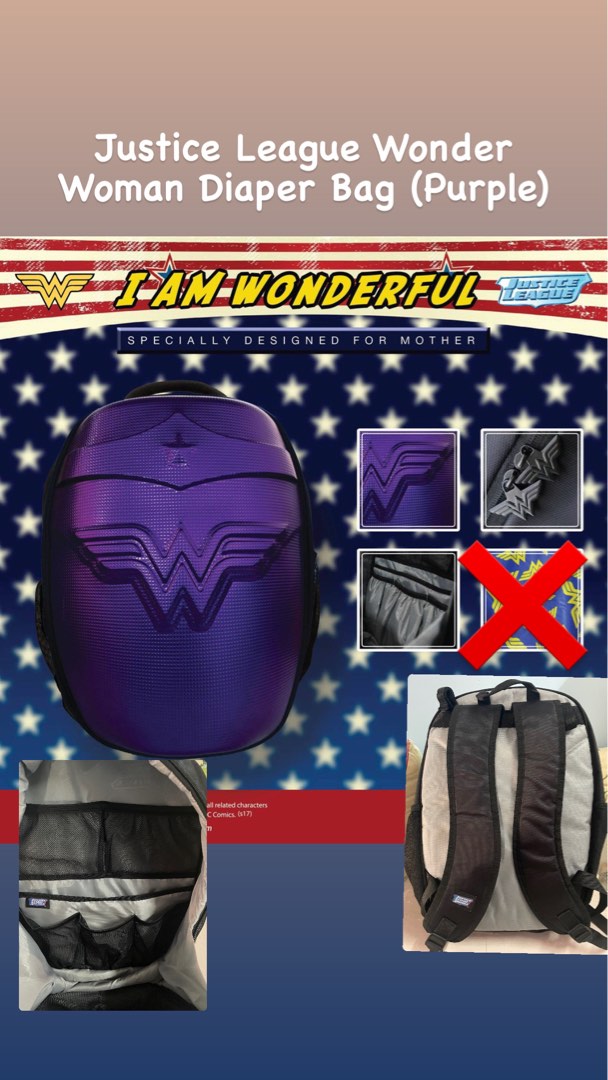 Justice League Wonder Woman Diaper Bag Purple