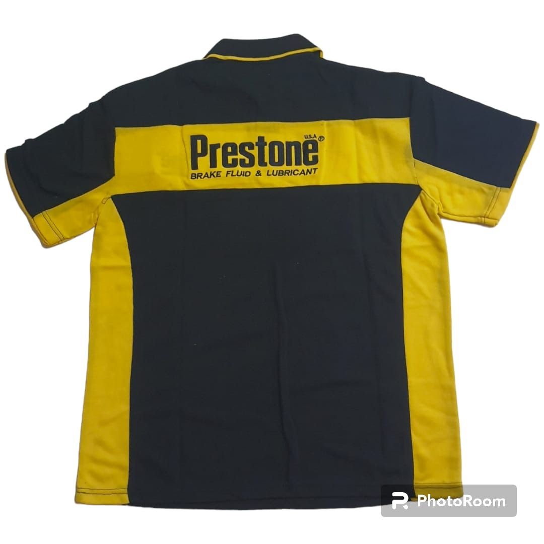 Kaos Berkerah Warna Kuning Hitam Prestone, Fesyen Pria, Pakaian