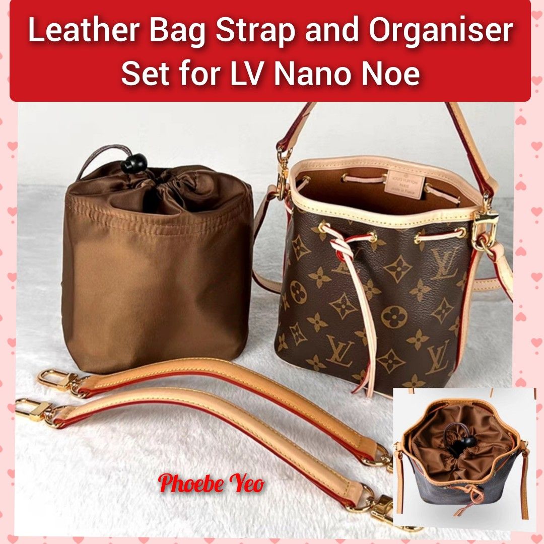 Leather Bag Strap and Organiser Set for LV Nano Noe