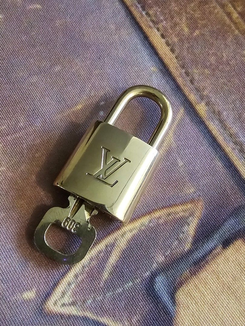 LOUIS VUITTON bag PadLock Lock & Key Brass Gold Authentic Number, Luxury,  Accessories on Carousell
