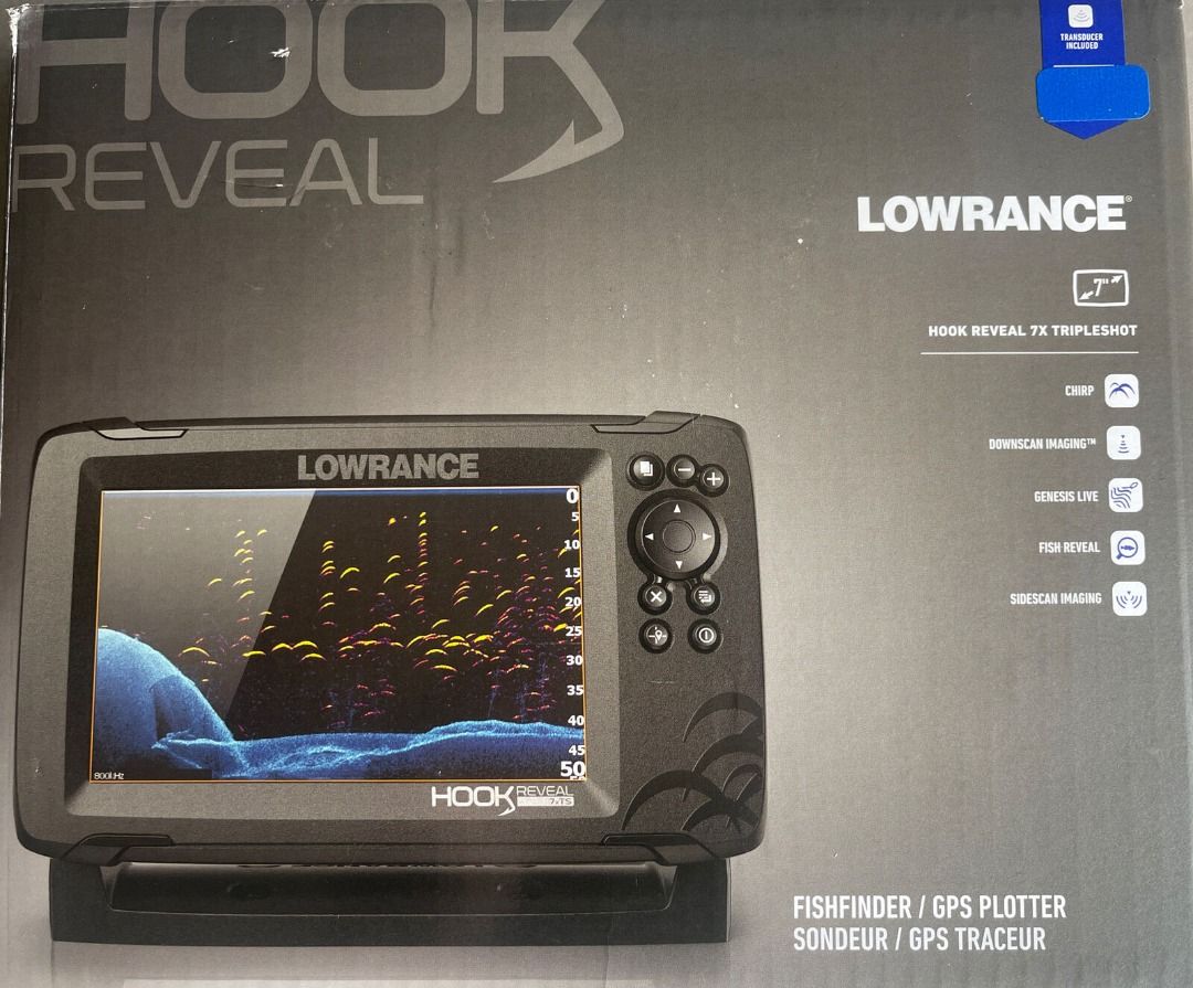 Lowrance HOOK Reveal 7x Fishfinder with Tripleshot Transducer, Sports,  Other Sports Equipment on Carousell
