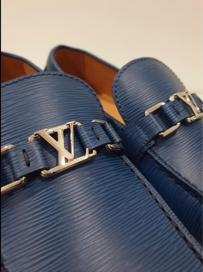 Louis Vuitton Blue Epi Leather Major Loafers Size 42.5 Louis
