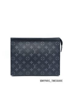 Authenticated Used LOUIS VUITTON Louis Vuitton Pochette Voyage MM Taiga  Second Bag M30399 Cobalt Clutch Handbag Card Case Storage 