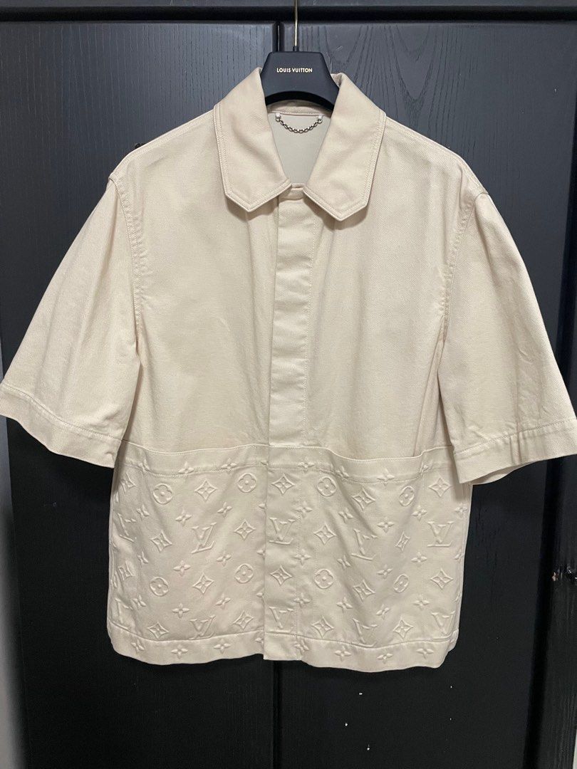 Louis Vuitton Lvse Placed Embroidery Short-sleeved Shirt White. Size M0