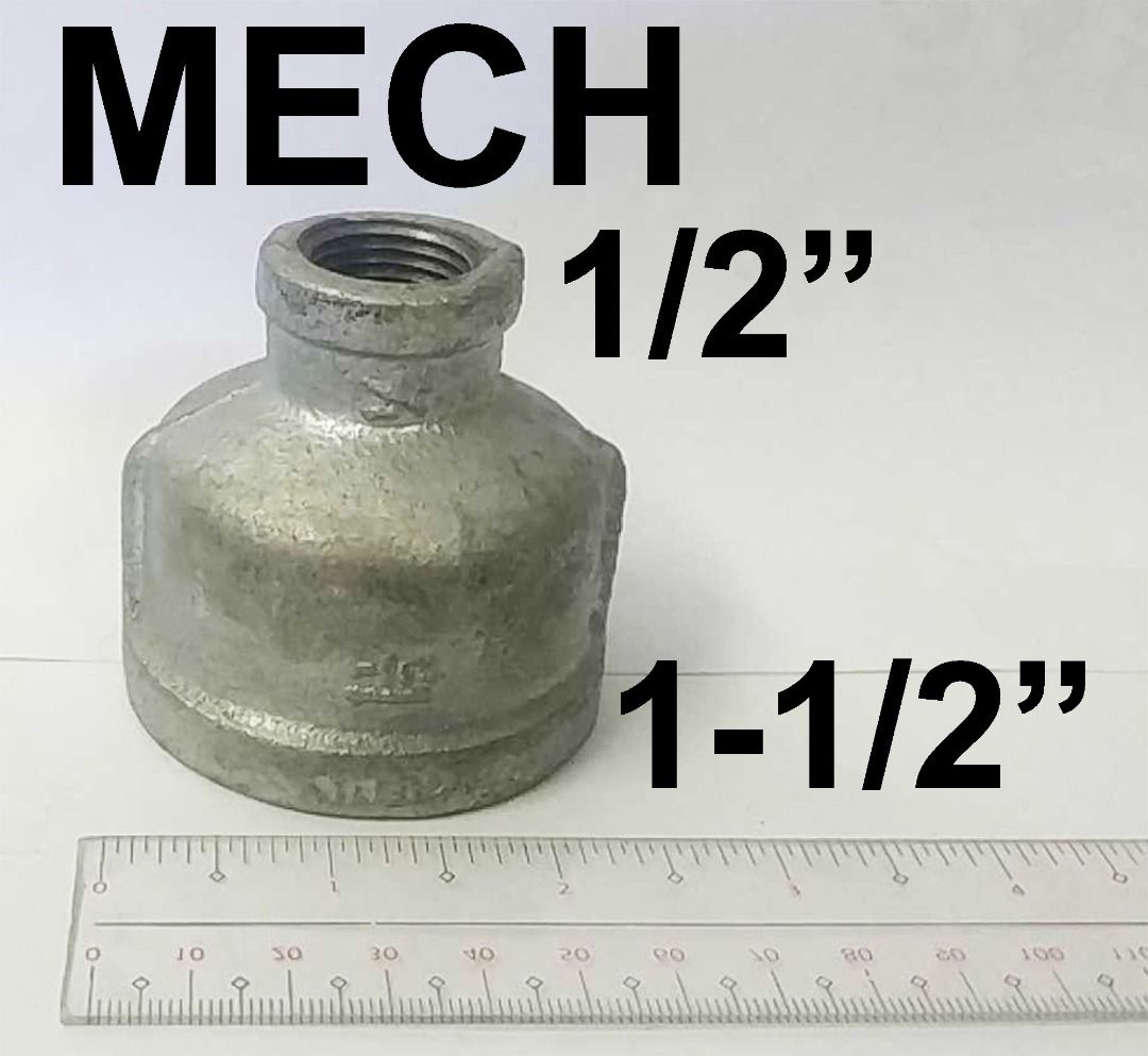 MECH GI BELL REDUCER 11/2" X 1/2" SCH40 THREADED SCREW TYPE COUPLING REDUCER GALVANIZED IRON