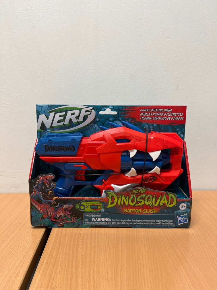 Nerf DinoSquad Raptor-Slash Dart Blaster, 6-Dart Rotating Drum, Slam Fire,  6 Nerf Darts, Velociraptor Dinosaur Design - Nerf