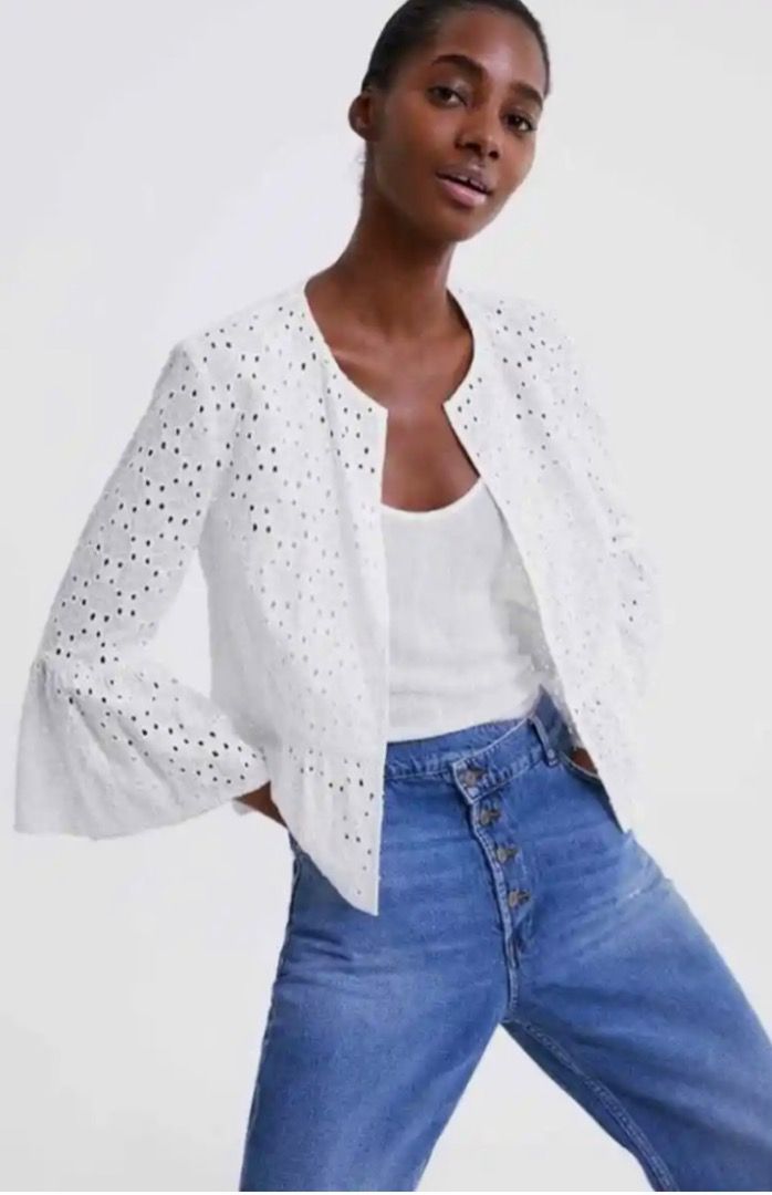 White embroidered top jacket
