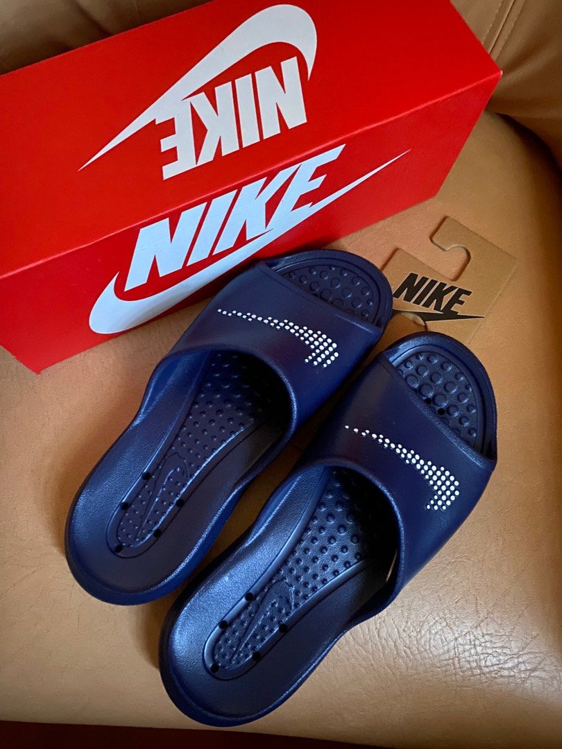 NIKE MIDNIGHT NAVY BLUE SLIPPER SLIDE Size 8 Brand New