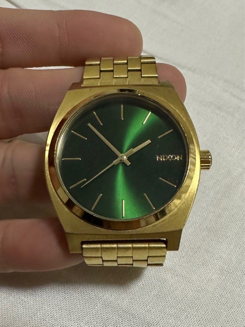 Nixon time clearance teller gold green