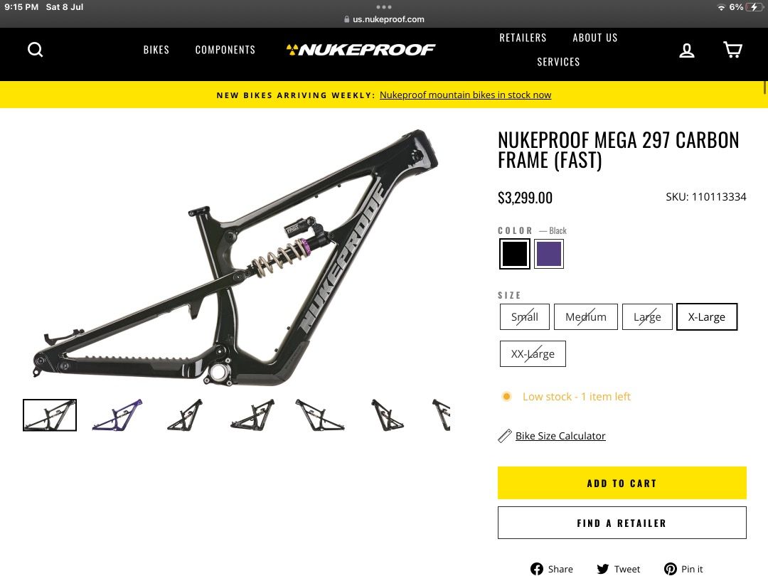 Nukeproof mega frameset top