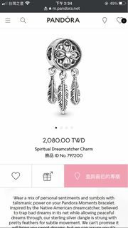 Pandora 潘朵拉 正品 銀色捕夢網 串飾