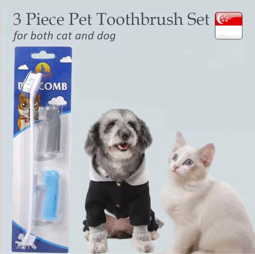 Pet Dog Toothbrush Set 3 in 1 Finger Brush Pet Supplies Health