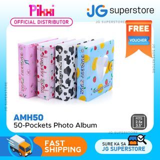 Pikxi Cute & Colorful Photo Album 26 Pockets 2.5 x 3.5 Inches 51 Picture Holder Book with Snap Fastener Lock (Cow Milk, Cherry, Lemon, Peach) | JG Superstore