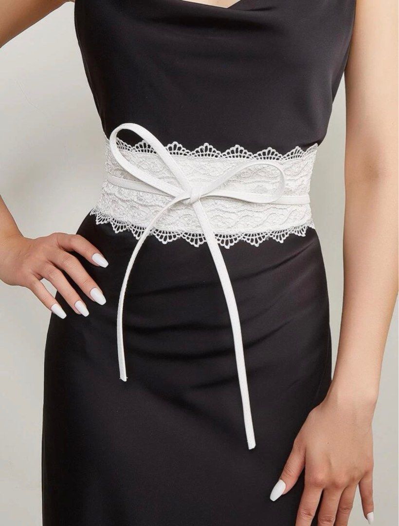 Lace belt tie front lace belt white belt Women s Fashion Watches