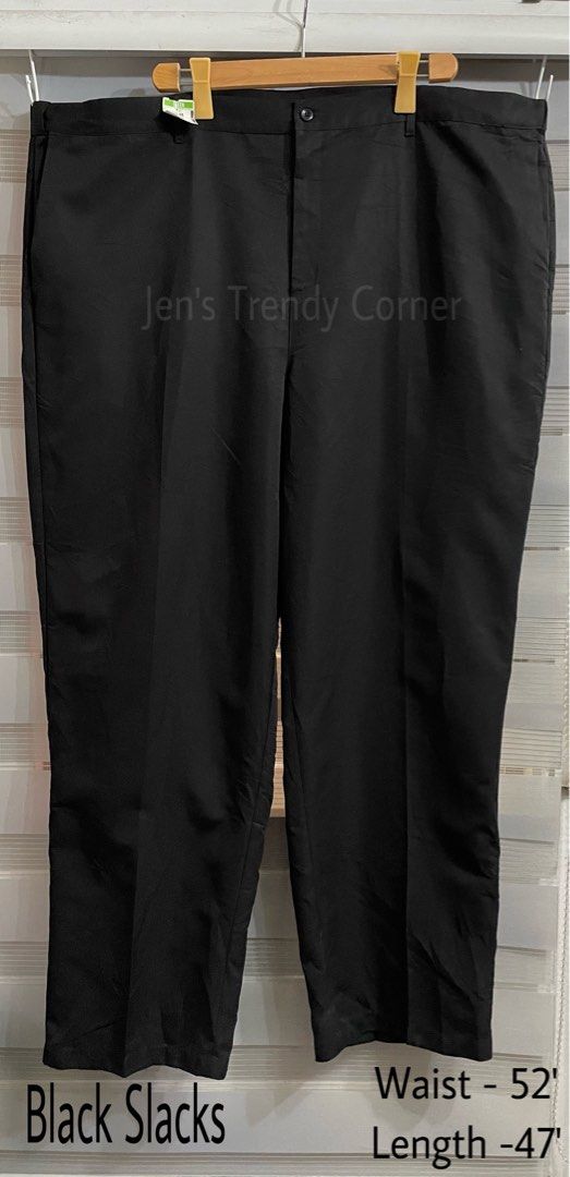 Plus size black slacks for men (Category: Trousers) located in Muntinlupa City. Submitted by PlusSizeCollections (Listing ID 1241751883, Image 1). Description: ✅Plus size Black Slacks for men ✅Waistline 52’ Lenght 47 ✅4pcs available 💰249 pesos each💰 ❗️Mine Now Pay Now❗️ ✅See photo for size / dimensions ✅Shipping via J&T nationwide /Shoppee ✅Mop : Gcash / Bpi ✅Loc : Muntinlupa ❌Joy Miners will be posted❌.