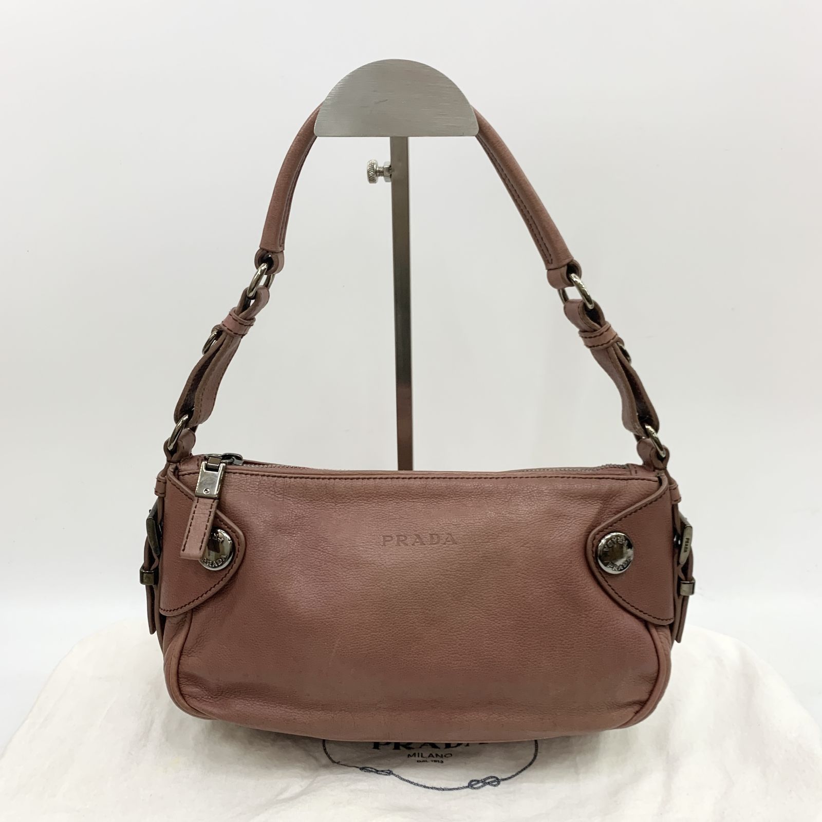 PRADA PINK LEATHER ONE SHOULDER BAG 237020015 KM, Luxury, Bags 