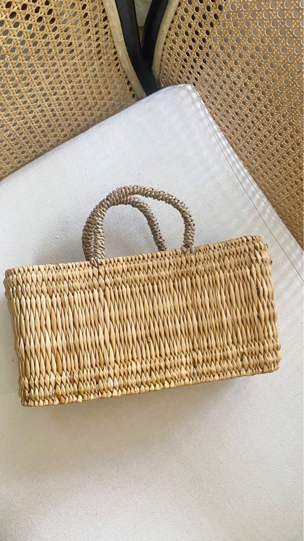 Rectangle Rattan Bag, Women's Fashion, Bags & Wallets, Beach Bags on Carousell