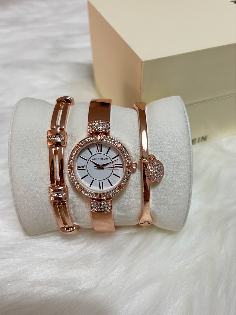 Watch and bracelet set rose clearance gold