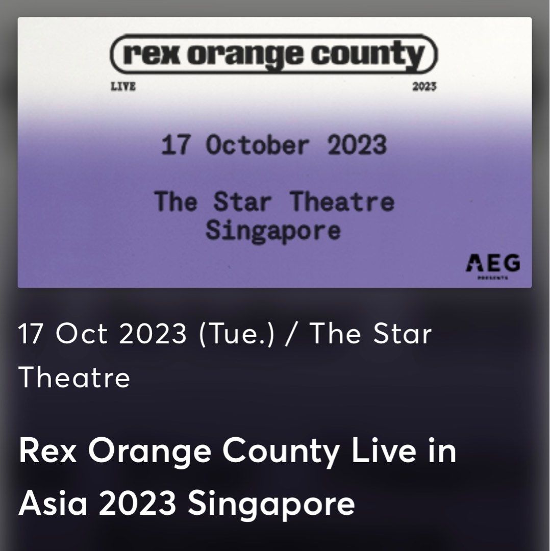 Rex Orange County Cat 1 Ticket, Tickets & Vouchers, Event Tickets on