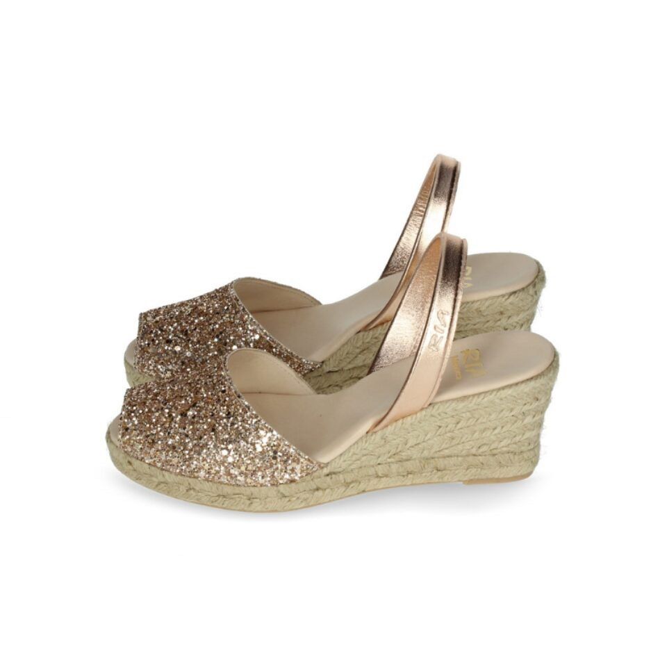 Gold glitter sales wedge sandals