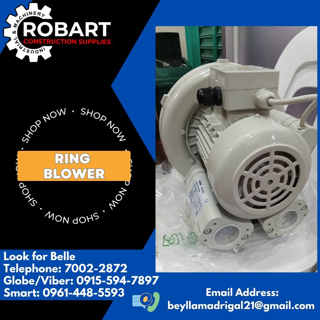 Ring Blower (Category: Construction Tools & Equipment) located in Manila. Submitted by bellarobart (Listing ID 1241770732, Image 1). Description: Ring Blower Brand: Kawake 1.2Hp / Single phase 𝑹𝑶𝑩𝑨𝑹𝑻 𝑪𝑶𝑵𝑺𝑻𝑹𝑼𝑪𝑻𝑰𝑶𝑵 𝑺𝑼𝑷𝑷𝑳𝑰𝑬𝑺 #RobartConstructionSupplies #robartph #constructionmaterials #industrialsupply Office Address: 1405 Yuseco St. Sta Cruz Manila SEND US MESSAGE FOR INQUIRIES ‼️‼️ 🔵100% Trusted Supplier 🔵Competitive Pr
