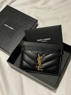 Yves Saint Laurent Card Case Wallet Pink gold Hardware Auth YSL Holder Rare