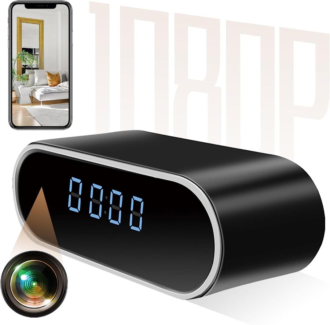 Sale Hidden Camera Clock HD 1080P WiFi Hidden Spy Alarm Clock