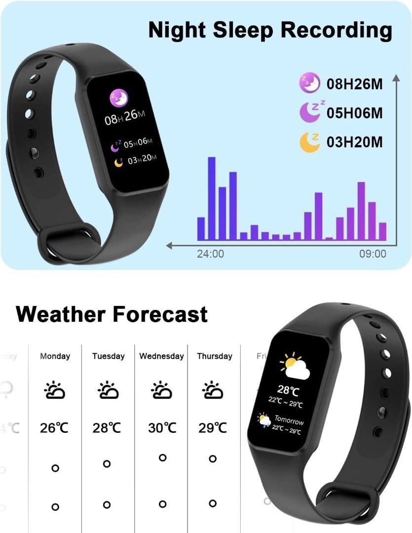 Sale IOWODO Smart Watch Fitness Tracker with Heart Rate Blood Oxygen Sleep Monitor Message Reminder 5ATM Waterproof Step Counter Watch with 24 Sport Modes Activity Tracker for iOS Android Black Mobile...