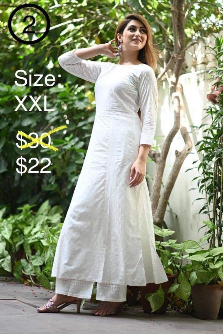 White long kurti dress online