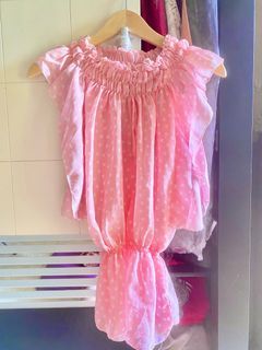 SALE Pink Soft Polkadot Tops / Atasan Pinkeu Pink