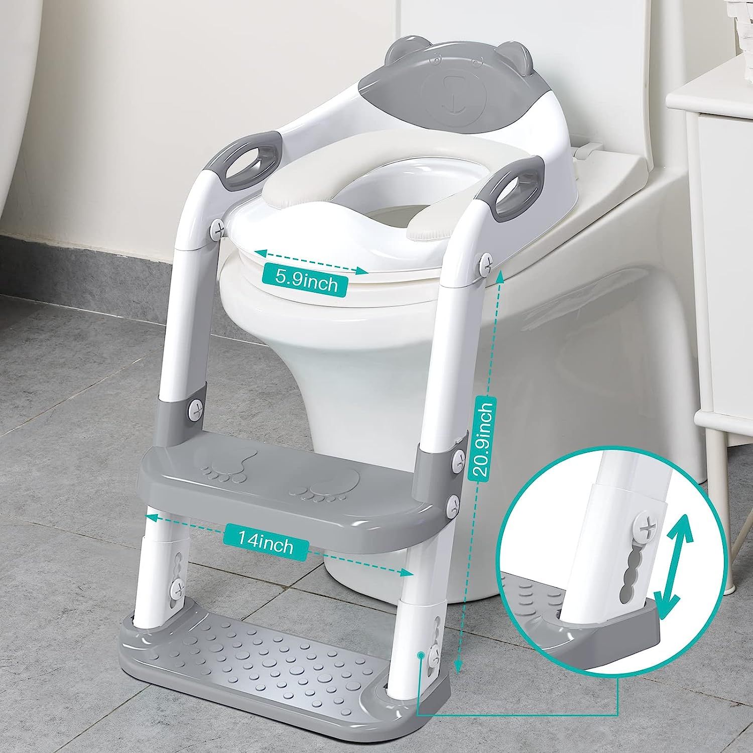 Potty seat with steps and online handles
