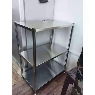 Stainless Steel Rack 
₱1,750 -5 tier
₱1,400  -4 tier
₱1,250    -3 tier

Purpose : Kitchen, bathroom, bedroom, 
office, commercial establishment as per your liking 
              : Multi-function

Product Description
-Material Stainless Steel
-Color :