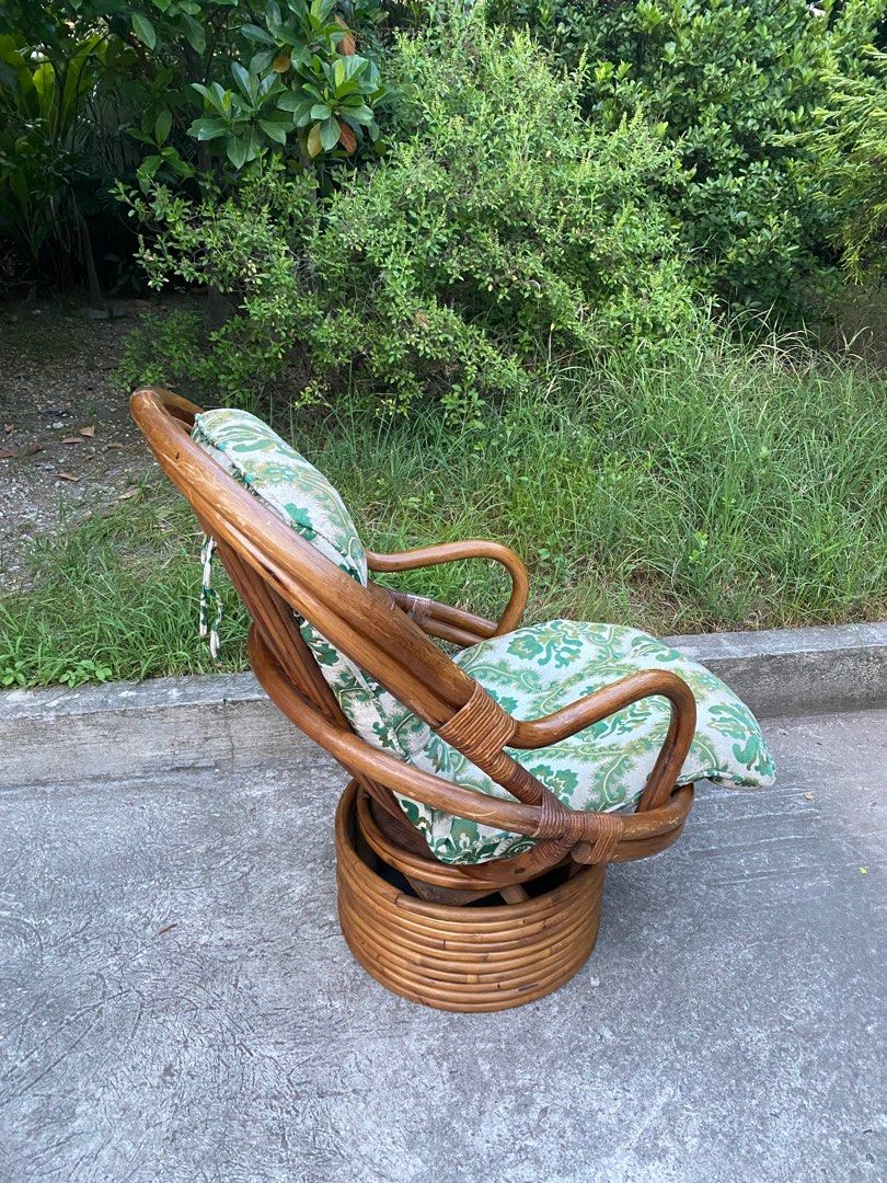 swivel rattan egg chair with cushion Furniture Home Living